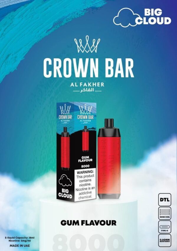 Crown Bar Gum Flavour 8000 10+ order Free Delivery